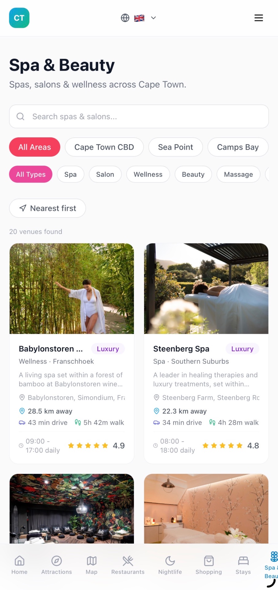 Spa & Beauty screen
