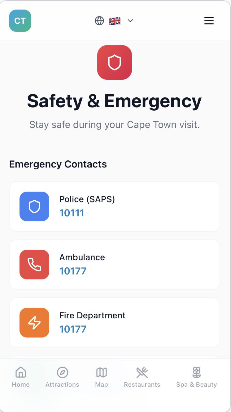 Safety & Emergency screen